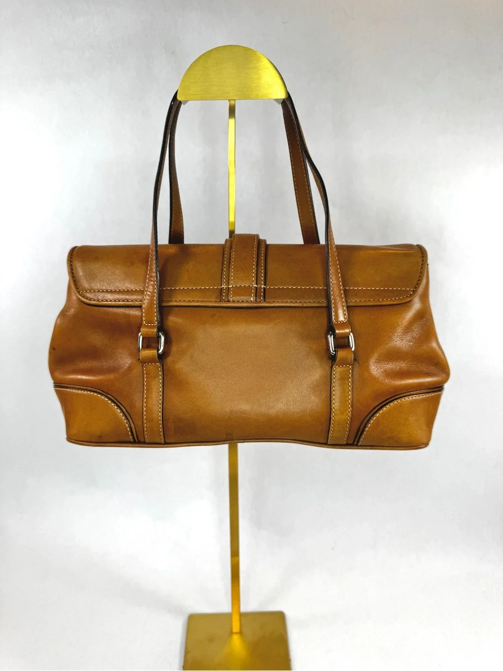 Vintage Coach Hamptons Flap Satchel 9267 British Tan Leather Shoulder Bag